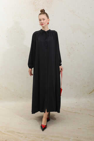 Çift Düğmeli Elbise Siyah - 3