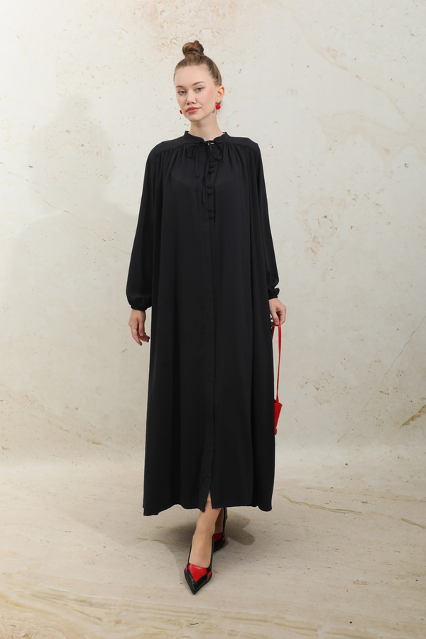 Çift Düğmeli Elbise Siyah - 3