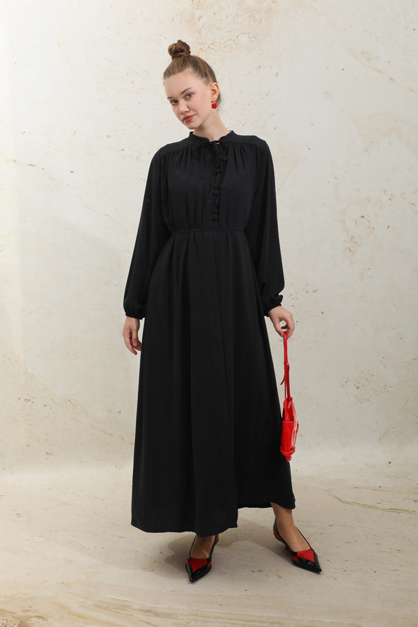 Çift Düğmeli Elbise Siyah - 2