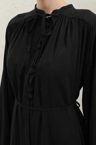 Çift Düğmeli Elbise Siyah - 6