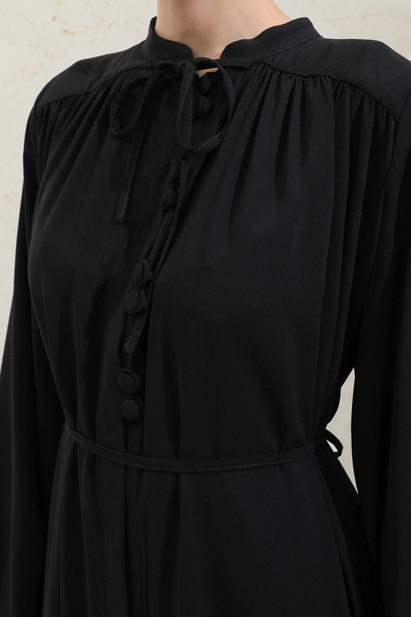 Çift Düğmeli Elbise Siyah - 6