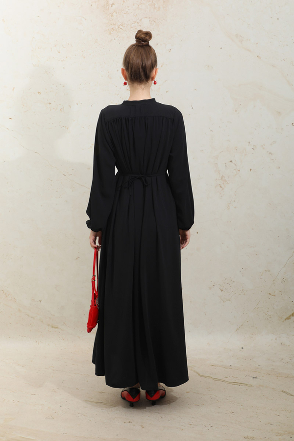 Çift Düğmeli Elbise Siyah - 7