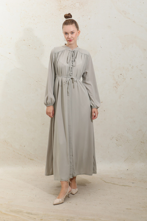 Çift Düğmeli Elbise Taş - 3