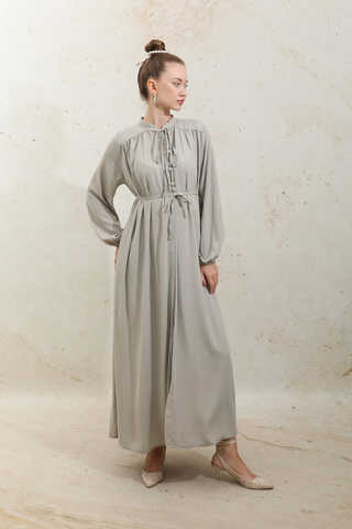 Çift Düğmeli Elbise Taş - 1