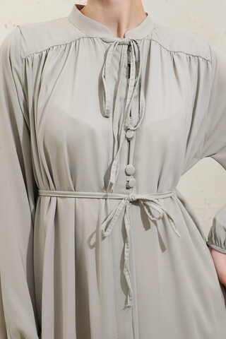 Çift Düğmeli Elbise Taş - 6