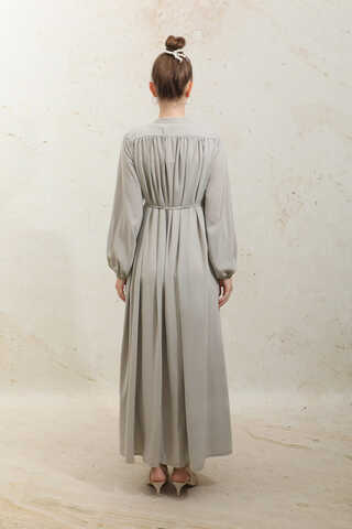 Çift Düğmeli Elbise Taş - 7