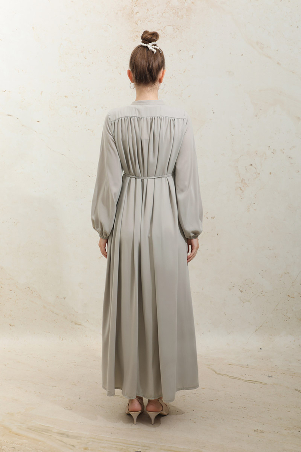 Çift Düğmeli Elbise Taş - 7