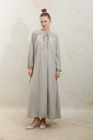 Çift Düğmeli Elbise Taş - 2