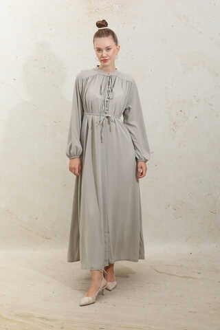 Çift Düğmeli Elbise Taş - 3