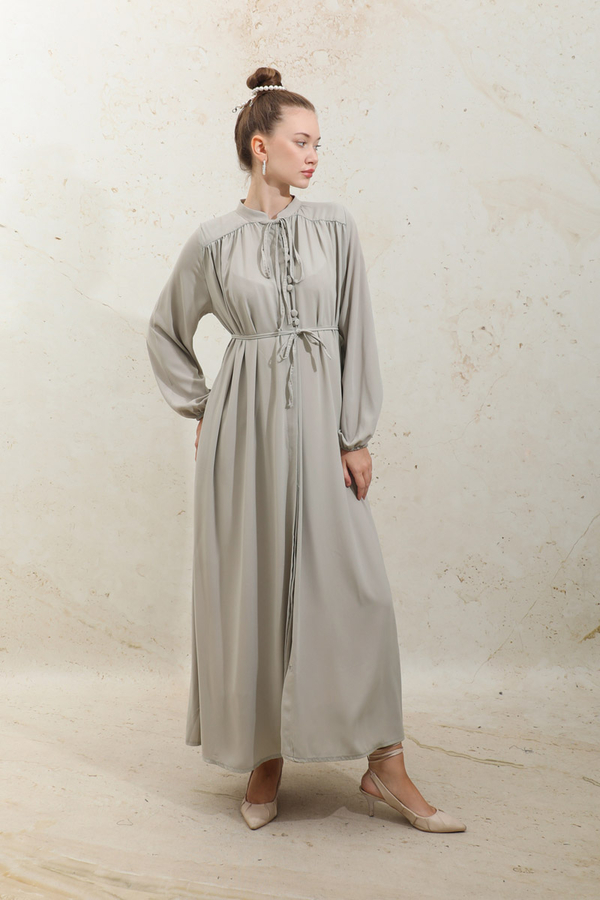 Çift Düğmeli Elbise Taş - 1