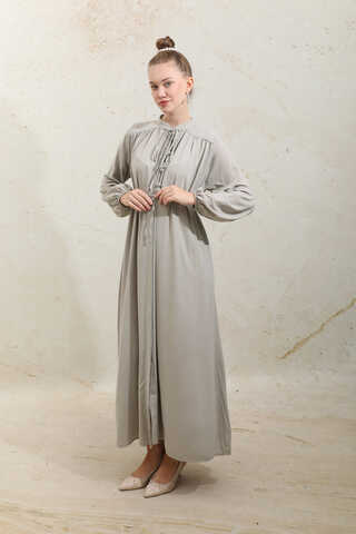 Çift Düğmeli Elbise Taş - 4