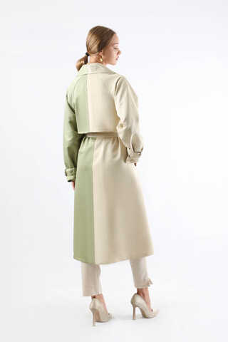 Çift Renk Apolet Detaylı Trençkot Mint - 6