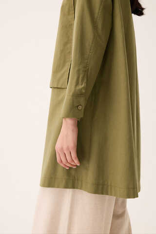 Çift Yaka Keten Gömlek Haki - 10