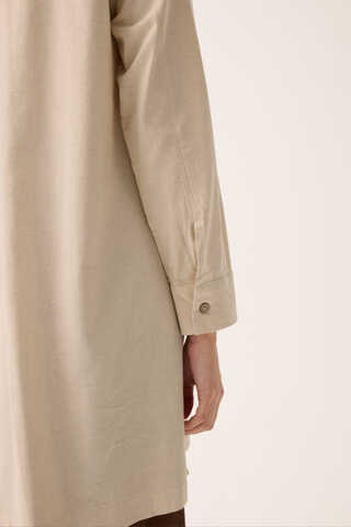 Çift Yaka Keten Gömlek Taş - 12