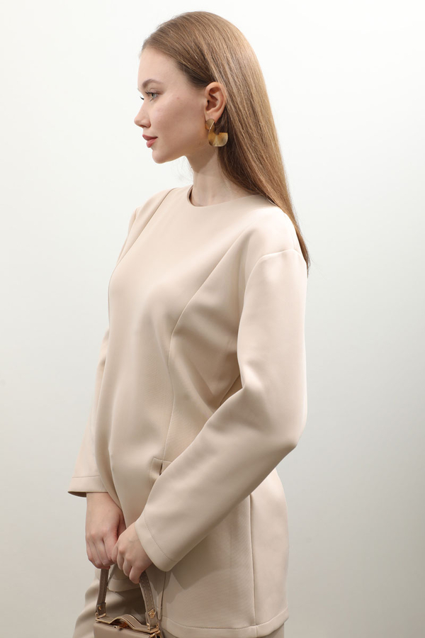 Çift Yırtmaçlı Takım Krem - 4