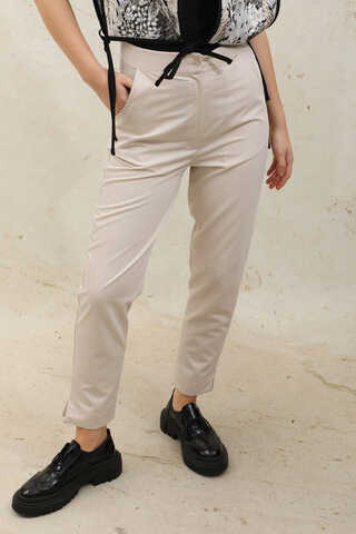 Cigarette Trousers Cream - 3