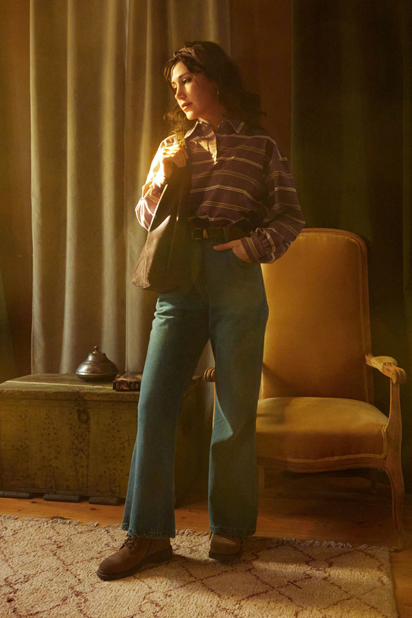 Çizgi Baskılı Sweatshirt Kahverengi - 2