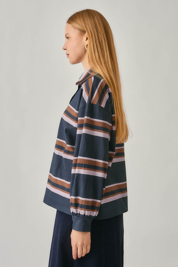 Çizgi Baskılı Sweatshirt Lacivert - 2