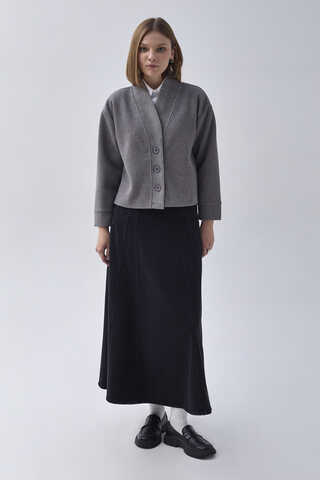 Çizgi Dokulu Ceket Gri - 1