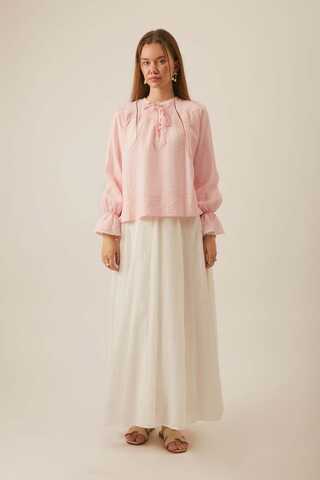 Çizgi Dokulu Gömlek Pudra - 13