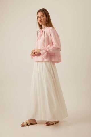 Çizgi Dokulu Gömlek Pudra - 12