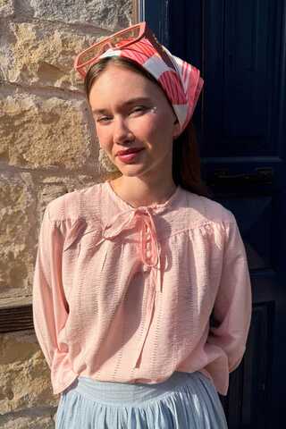 Çizgi Dokulu Gömlek Pudra - 3