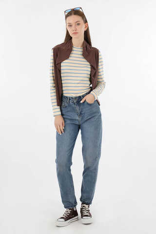 Çizgili Body Bebe Mavisi - 2