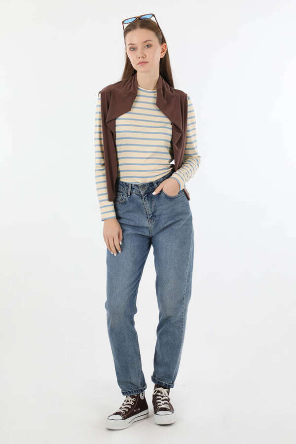 Çizgili Body Bebe Mavisi - 2