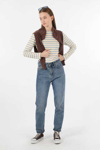 Çizgili Body Bebe Mavisi - 4