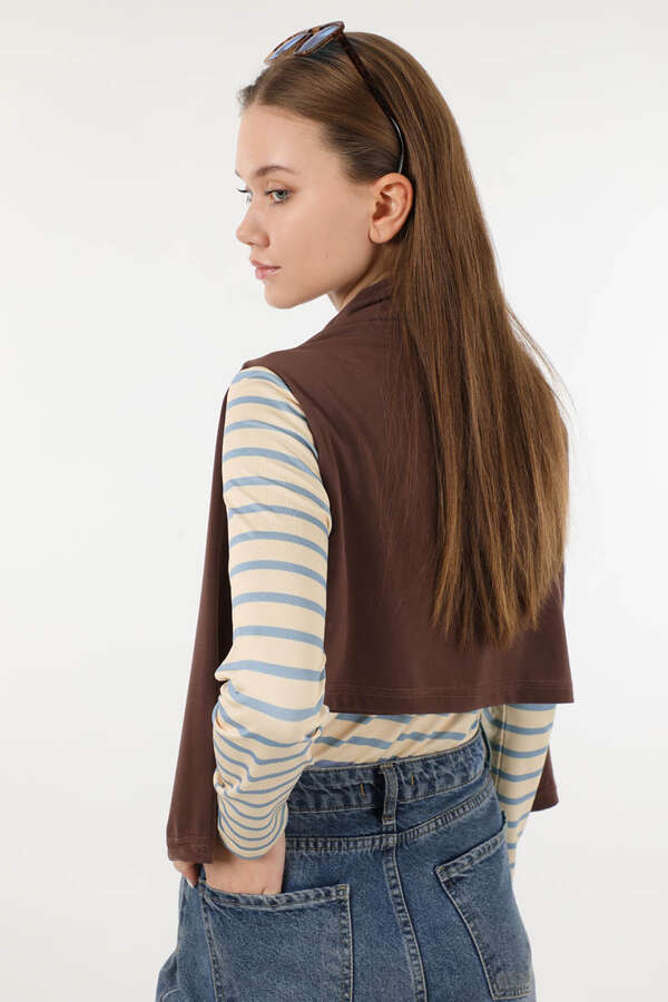 Çizgili Body Bebe Mavisi - 5