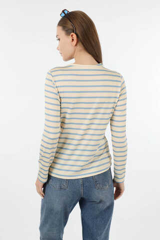 Çizgili Body Bebe Mavisi - 6