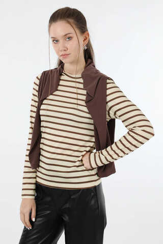 Çizgili Body Kahverengi - 1