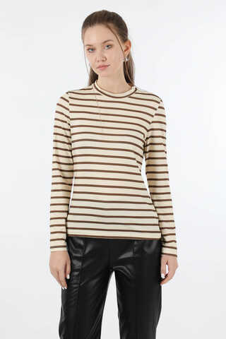 Çizgili Body Kahverengi - 3