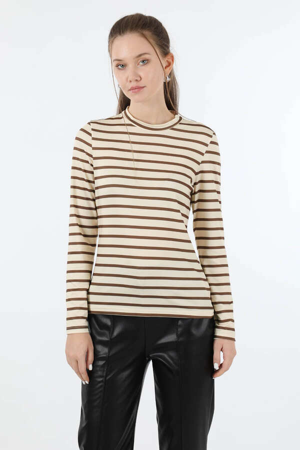 Çizgili Body Kahverengi - 3