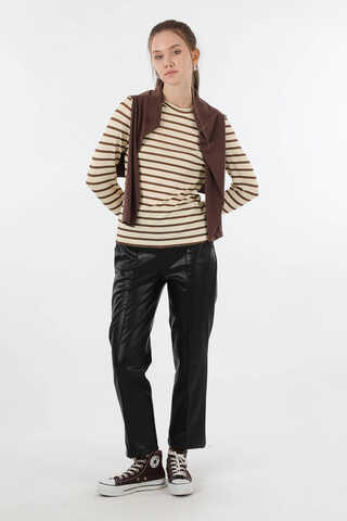 Çizgili Body Kahverengi - 4