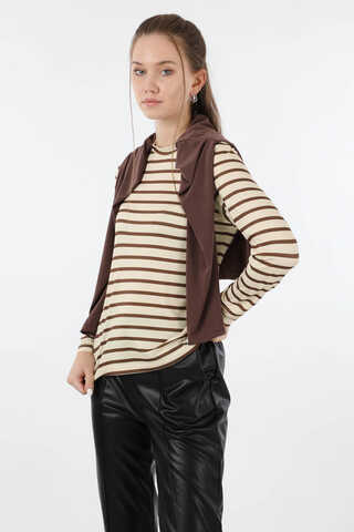 Çizgili Body Kahverengi - 5