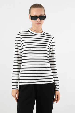 Çizgili Body Siyah - 1