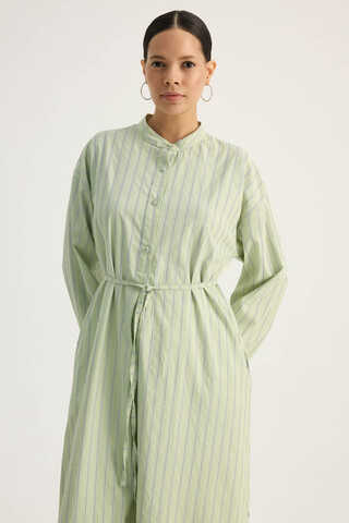 Çizgili Hakim Yaka Tunik Açık Yeşil - 10