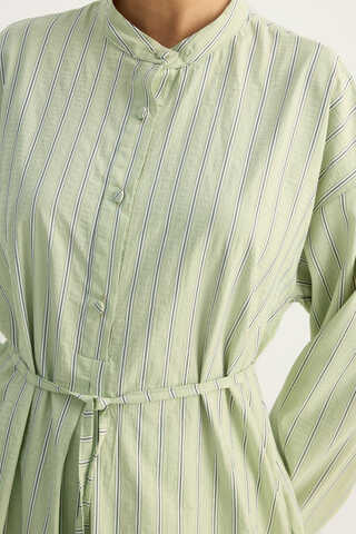Çizgili Hakim Yaka Tunik Açık Yeşil - 12
