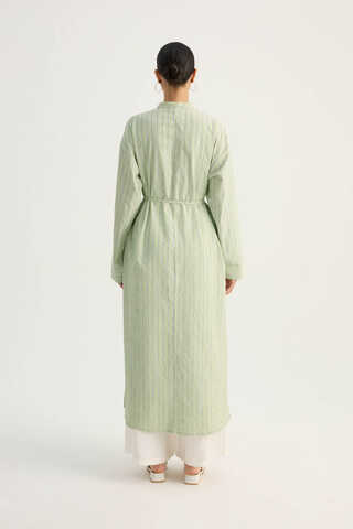 Çizgili Hakim Yaka Tunik Açık Yeşil - 13