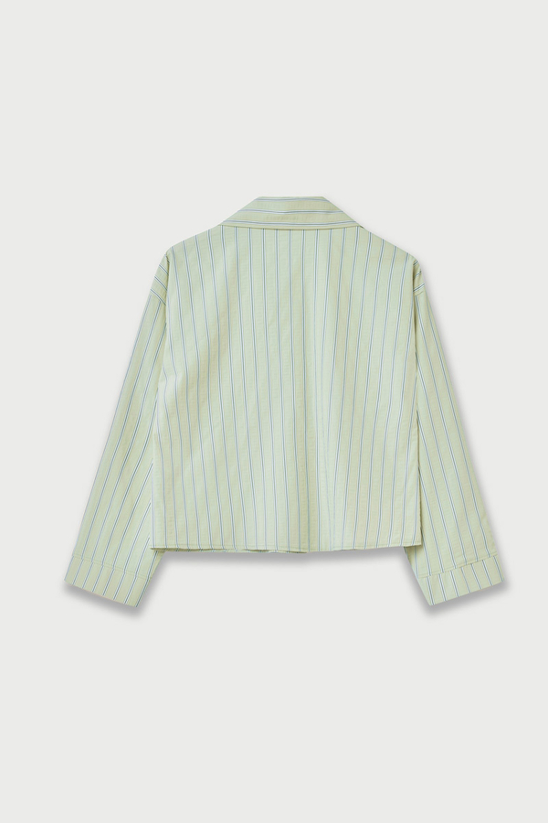 Çizgili Kısa Gömlek Açık Yeşil - 4