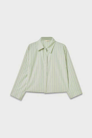 Çizgili Kısa Gömlek Açık Yeşil - 2