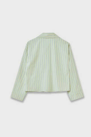 Çizgili Kısa Gömlek Açık Yeşil - 4