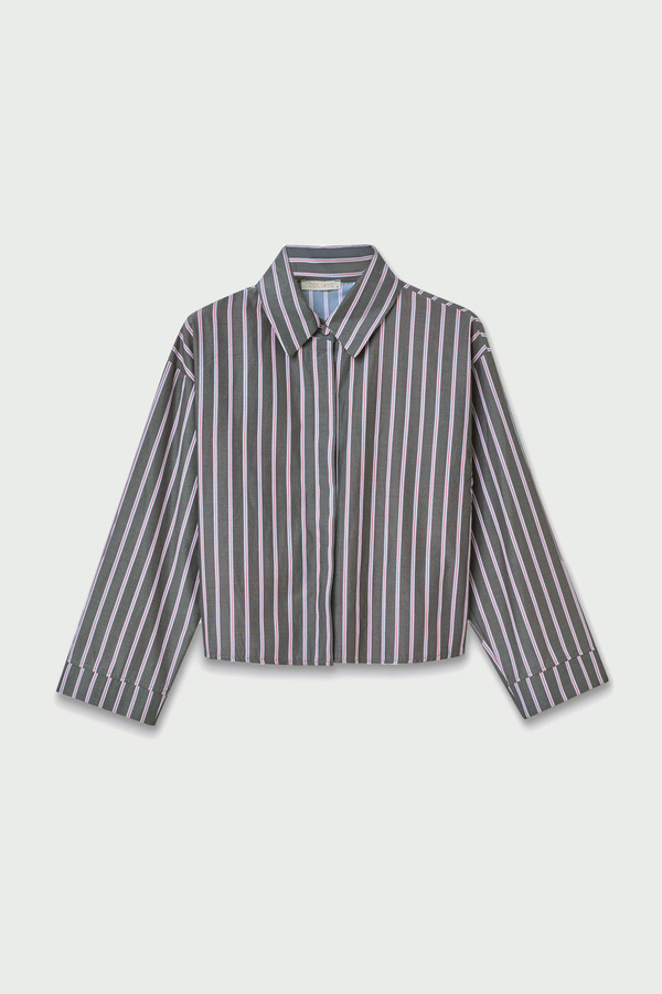 Çizgili Kısa Gömlek Siyah (1)