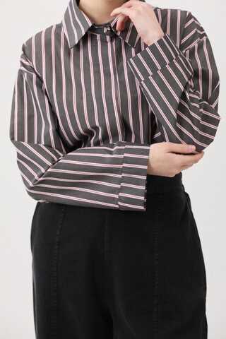 Çizgili Kısa Gömlek Siyah - 10
