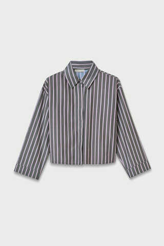 Çizgili Kısa Gömlek Siyah - 2