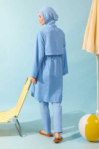 Classic Modest Swimsuit Set Baby Blue - 12