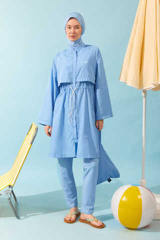 Classic Modest Swimsuit Set Baby Blue - 8