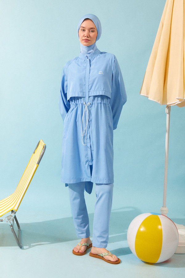 Classic Modest Swimsuit Set Baby Blue - 9