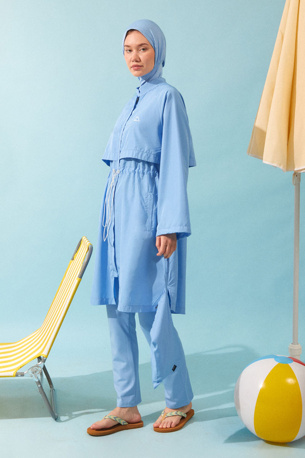 Classic Modest Swimsuit Set Baby Blue - 10